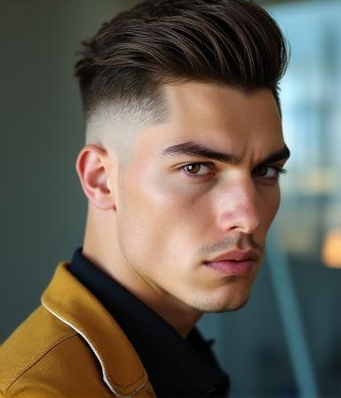 Custom edgy fade with hair design for Brooklyn artist