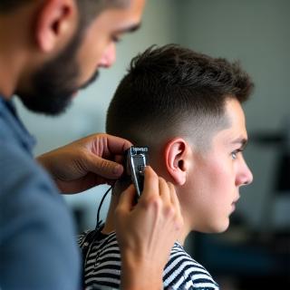 Master barber at Nimbus Shears performing precision fade